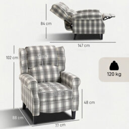 Homcom Recliner Chair For Living Room Wingback Chair With Padded Armrest - thumbnail 3