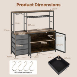 Kitchen Modern Sideboard Wine Coffee Bar Cabinet - thumbnail 2