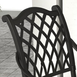 Outsunny 7-Pc Cast Aluminium Patio Dining Set W/ Umbrella Hole & Cushion, Black - thumbnail 8