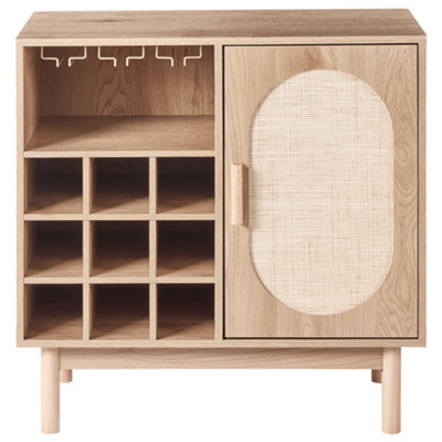 Wyld And Coco Light Brown Rattan Front Sideboard With 9-Bottle Wine Rack And Glass Holders - image 1