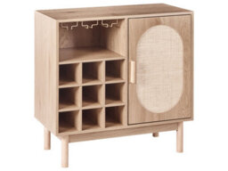 Wyld And Coco Light Brown Rattan Front Sideboard With 9-Bottle Wine Rack And Glass Holders - thumbnail 3