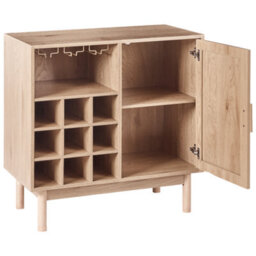 Wyld And Coco Light Brown Rattan Front Sideboard With 9-Bottle Wine Rack And Glass Holders - thumbnail 5