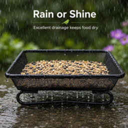 Metal Bird Mesh Ground Feeder Tray Platform For Garden Wild Birds 17X17X5.5Cm - thumbnail 5