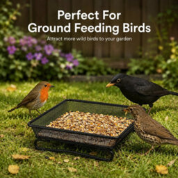 Metal Bird Mesh Ground Feeder Tray Platform For Garden Wild Birds 17X17X5.5Cm - thumbnail 4