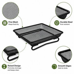Metal Bird Mesh Ground Feeder Tray Platform For Garden Wild Birds 17X17X5.5Cm - thumbnail 3