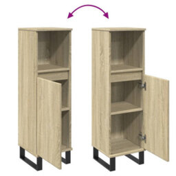Berkfield Bathroom Cabinet Sonoma Oak 30X30X100 Cm Engineered Wood - thumbnail 7