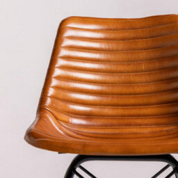 Where Saints Go Ltd Cross Leg Dining Chair, Tan Ribbed Goat Leather, Black Cross Leg Base By Where Saints Go - thumbnail 8