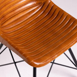 Where Saints Go Ltd Cross Leg Dining Chair, Tan Ribbed Goat Leather, Black Cross Leg Base By Where Saints Go - thumbnail 9