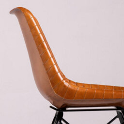 Where Saints Go Ltd Cross Leg Dining Chair, Tan Ribbed Goat Leather, Black Cross Leg Base By Where Saints Go - thumbnail 7