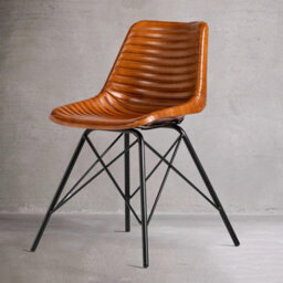 Where Saints Go Ltd Cross Leg Dining Chair, Tan Ribbed Goat Leather, Black Cross Leg Base By Where Saints Go - thumbnail 5