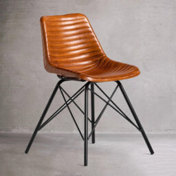 Where Saints Go Ltd Cross Leg Dining Chair, Tan Ribbed Goat Leather, Black Cross Leg Base By Where Saints Go - thumbnail 3