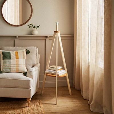 ValueLights Morrigan Cream Wood Shelf Floor Lamp Base - image 1
