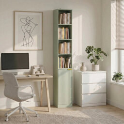 Bookcase Adjustable Shelf 6 Tier Tall Anti Tip Hardware Light Green - thumbnail 5