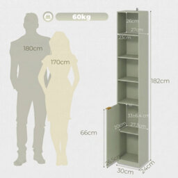 Bookcase Adjustable Shelf 6 Tier Tall Anti Tip Hardware Light Green - thumbnail 2