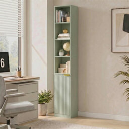 Bookcase Adjustable Shelf 6 Tier Tall Anti Tip Hardware Light Green - thumbnail 3