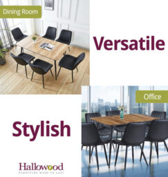 Hallowood Furniture Cullompton Large Extending Dining Table With 6 Black Bonded Leather Chairs - thumbnail 6