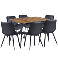 Hallowood Furniture Cullompton Large Extending Dining Table With 6 Black Bonded Leather Chairs - thumbnail 8