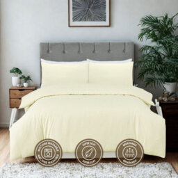 MHG Living Cream Striped Polycotton Duvet Cover Set With Button Fastening - Super King - thumbnail 7
