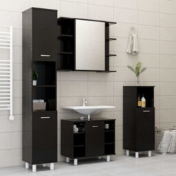 Berkfield Sturdy Bathroom Cabinet Black 30X30X95 Cm Engineered Wood - thumbnail 8