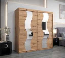 Arte Seville Mirrored Sliding Door Wardrobe With Shelves And Hanging Rails In Oak Artisan (H)2000mm (W)2000mm (D)620mm - thumbnail 2