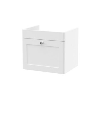 Hudson Reed Classique Components Wall Hung 1-Drawer Vanity Unit, Stylish Single Vanity Unit With Soft Close Drawer, Satin White - image 1