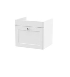 Hudson Reed Classique Components Wall Hung 1-Drawer Vanity Unit, Stylish Single Vanity Unit With Soft Close Drawer, Satin White - thumbnail 1