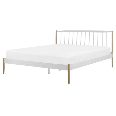 Beliani Bed Metal Maurs 160 X 200 Cm (Eu King Size) White - image 1