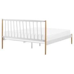Beliani Bed Metal Maurs 160 X 200 Cm (Eu King Size) White - thumbnail 6