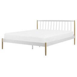 Beliani Bed Metal Maurs 160 X 200 Cm (Eu King Size) White - thumbnail 1
