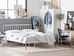 Beliani Bed Metal Maurs 160 X 200 Cm (Eu King Size) White - thumbnail 2