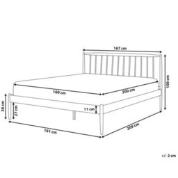 Beliani Bed Metal Maurs 160 X 200 Cm (Eu King Size) White - thumbnail 3