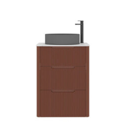 Royal Bathrooms Avenza 600mm Terracotta Clay Floor Standing Countertop Bathroom Vanity Unit 3 Drawer With Art Round Black Basin - thumbnail 6