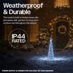 My Smart Buy Festive Cone-Shaped Led Light Tower 90Cm Or 120Cm Silver Metal Frame With White Micro Leds & 5M Cable - thumbnail 4