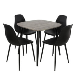 Core Products Aspen Grey Oak Effect 80Cm Square Dining Table With 4 Black Plastic Curve Design Chairs - thumbnail 2
