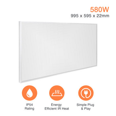 Mirrorstone Heating Mirrorstone Classic White Panel Fir Coated Aluminium 580W Infrared Heating Panel - image 1