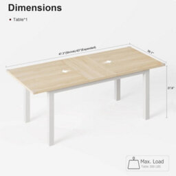 Extendable Table 47.3'' 63'' Wooden Kitchen Dining Table With Metal Frame & Legs - thumbnail 2