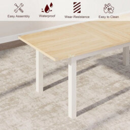 Extendable Table 47.3'' 63'' Wooden Kitchen Dining Table With Metal Frame & Legs - thumbnail 4
