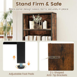 5-Tier Bookshelf Vintage Freestanding Bookcase - thumbnail 5