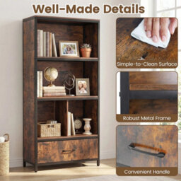 5-Tier Bookshelf Vintage Freestanding Bookcase - thumbnail 6