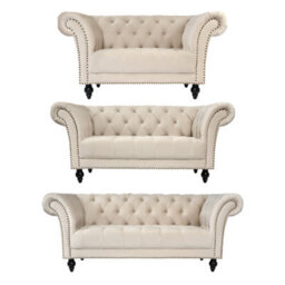 Bravich Cambridge Chesterfield Sofa Suite - Velvet Cream