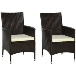 2 Pieces Outdoor Rattan Armchair Garden Dining Chair Set Coffee - thumbnail 1