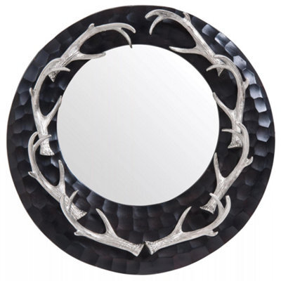 Orsina Brown And Nickel Finish Wall Mirror, Round Wall Mirror With Texture, Decorative Wall Mirror - image 1