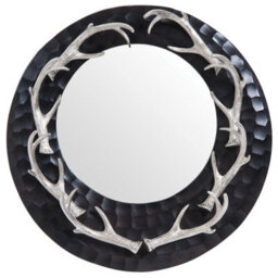 Orsina Brown And Nickel Finish Wall Mirror, Round Wall Mirror With Texture, Decorative Wall Mirror - thumbnail 2
