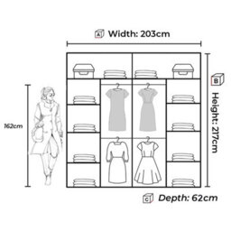 M N Furniture Ltd Wardrobe With Led Light - Modern Sliding Door Mirrored Wardrobe- Adjustable Storage Bedroom Cabinet  (White, 203Cm) - thumbnail 3