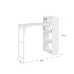 Sobuy Kitchen Cart With Foldable Table 78.5X20.9X47.2 Inch Load Capacity 69 Kg Fwt115-W - White - thumbnail 2