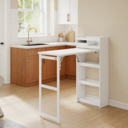 Sobuy Kitchen Cart With Foldable Table 78.5X20.9X47.2 Inch Load Capacity 69 Kg Fwt115-W - White - thumbnail 5