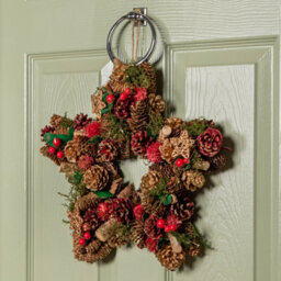Samuel Alexander 35Cm Red Hanging Star Christmas Wreath With Red Berries And Pinecones - thumbnail 8