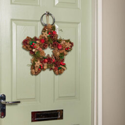 Samuel Alexander 35Cm Red Hanging Star Christmas Wreath With Red Berries And Pinecones - thumbnail 2