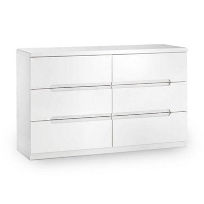 Oakham Premium Midtown 6 Drawer Wide Chest - High Gloss White - image 1