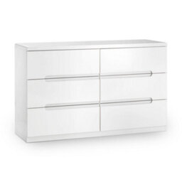 Oakham Premium Midtown 6 Drawer Wide Chest - High Gloss White - thumbnail 1